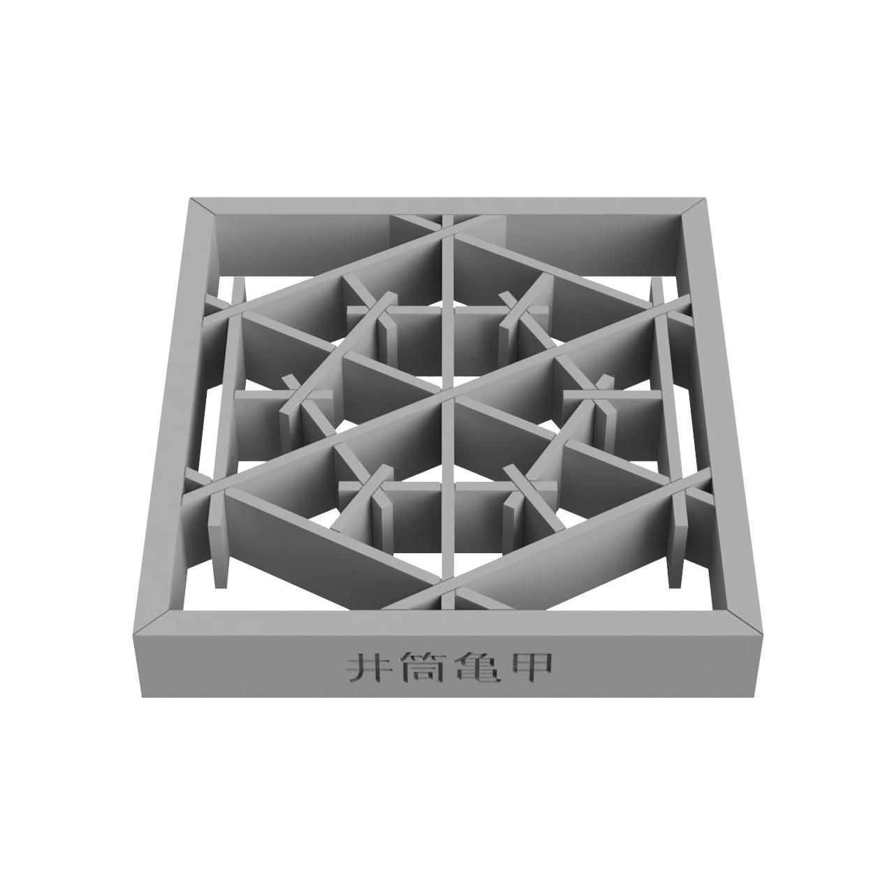 Izutsukikko wooden frame with geometric design 3D print model_3