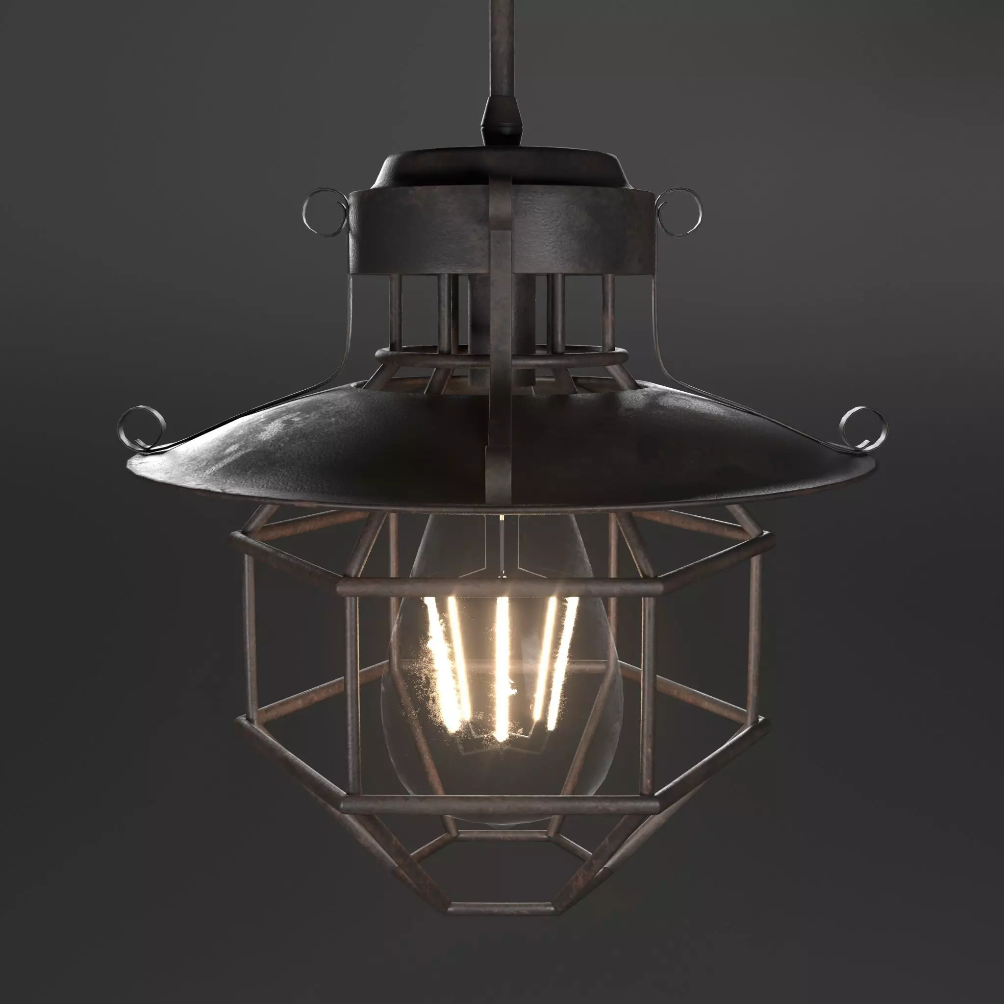 lamp 3D model industrial cage pendant light - industrial cage... 3D model_0