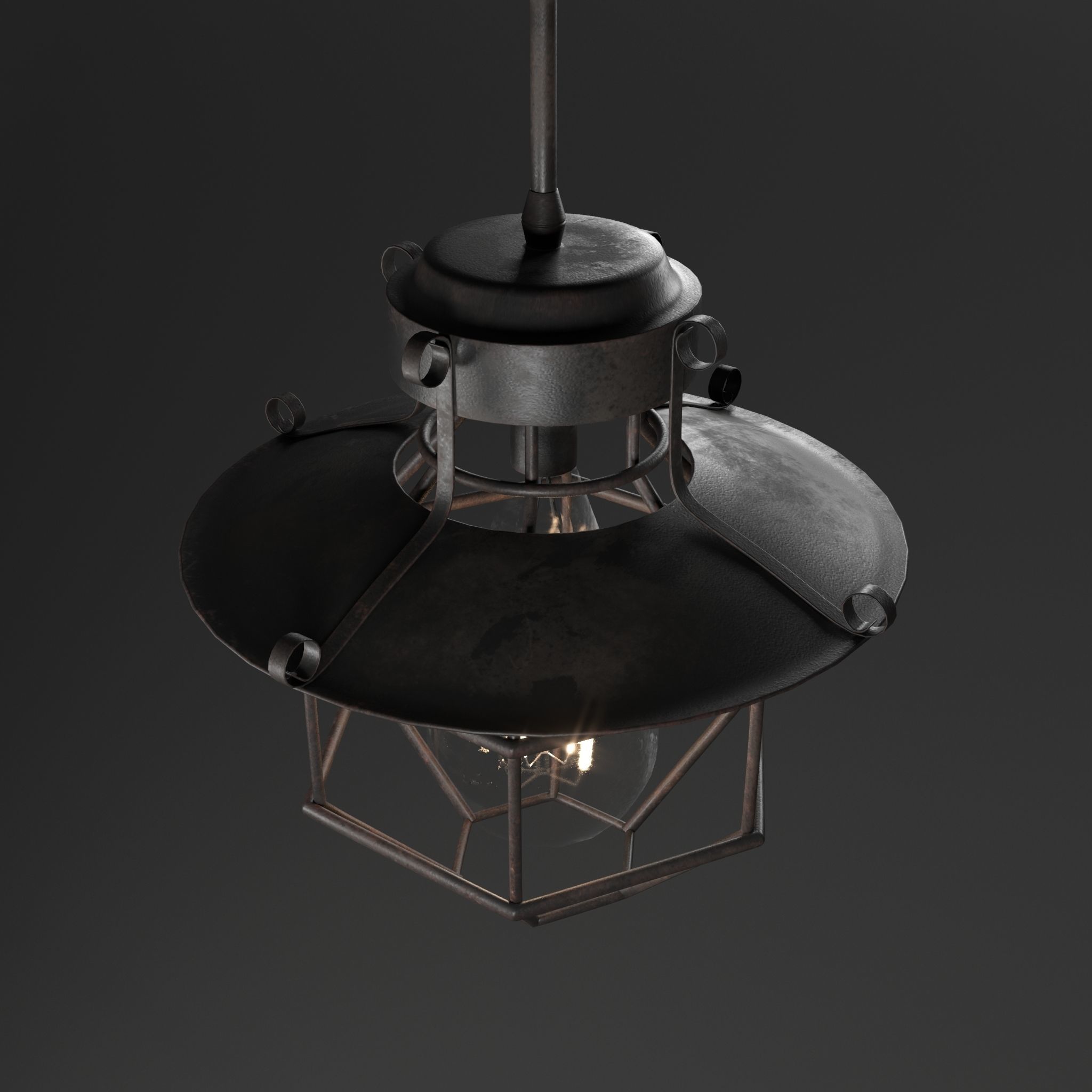 lamp 3D model industrial cage pendant light - industrial cage... 3D model_1