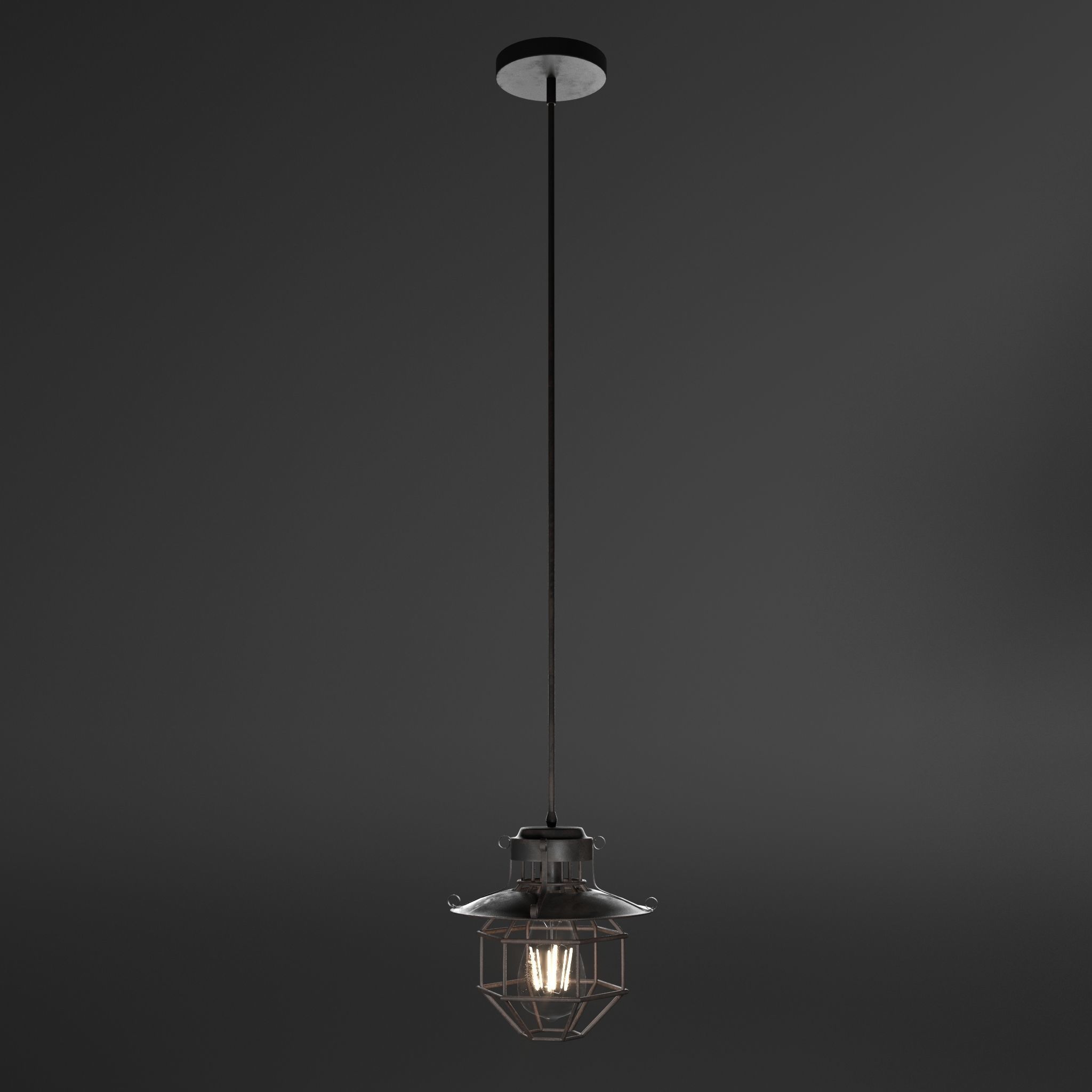 lamp 3D model industrial cage pendant light - industrial cage... 3D model_3