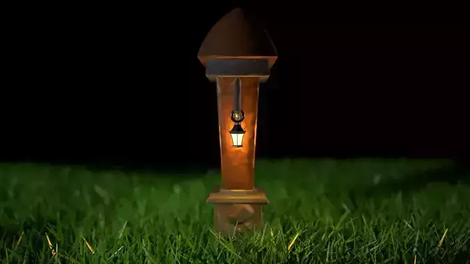 Latern wooden with light Free low-poly 3D model