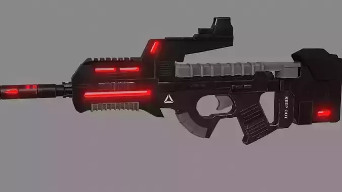 Sci-fi Submachine Gun Weapon 3d Model