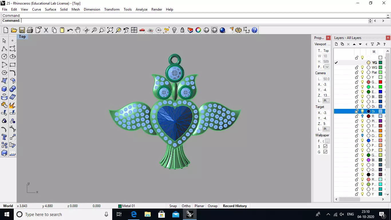 owl pendent 3D print model_0