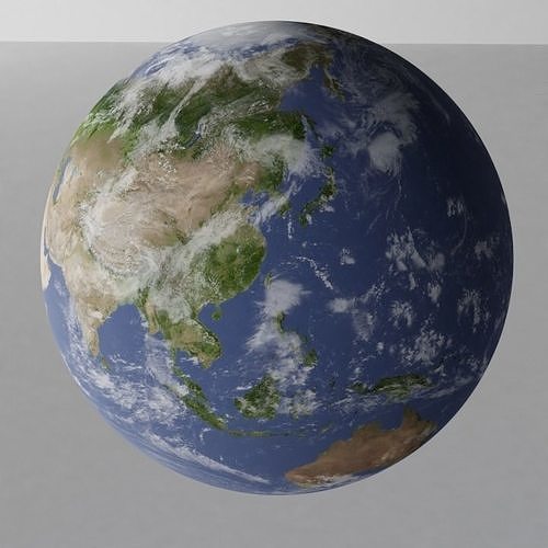 Ultra Realistic Earth With Clouds Night And Day Low-poly 3D model