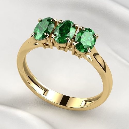 Emerald Ovals Gold Ring 3D print model