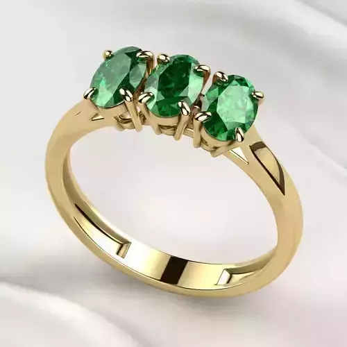 Emerald Ovals Gold Ring