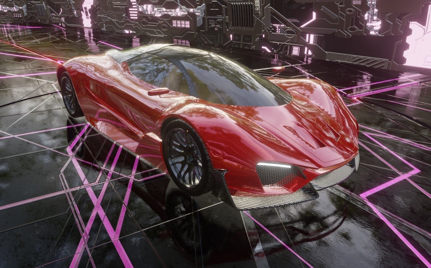 Sci Fi Car Scene Low-poly 3D model_1