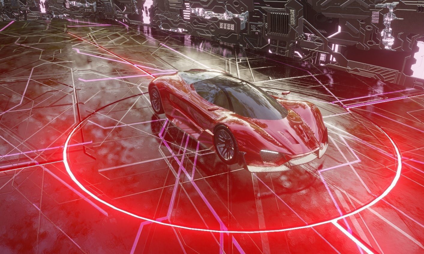 Sci Fi Car Scene Low-poly 3D model_2