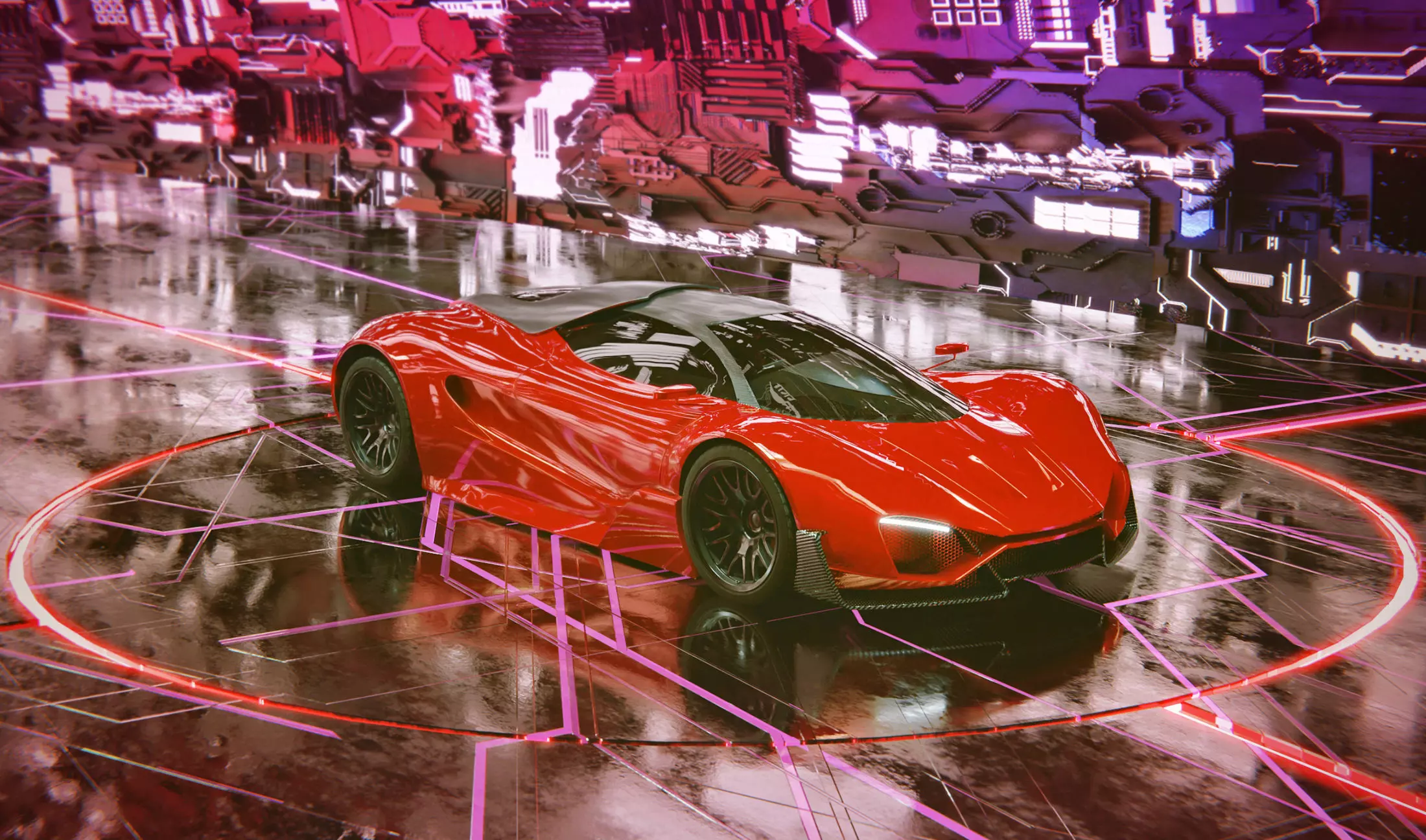 Sci Fi Car Scene Low-poly 3D model_0