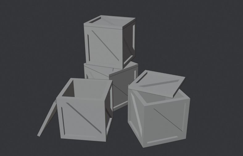 Wooden Crate Low-poly 3D model_7