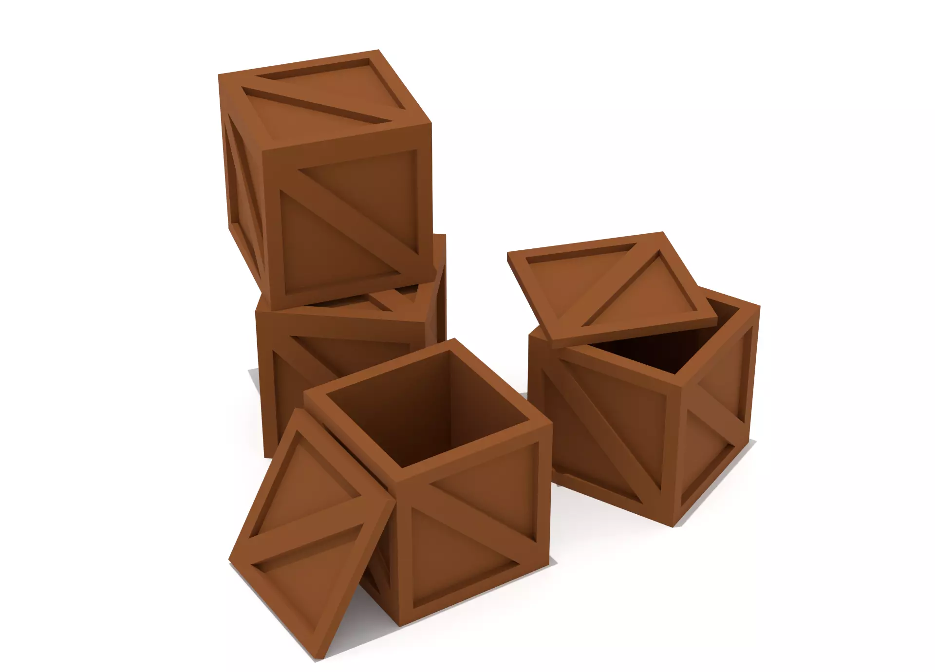 Wooden Crate Low-poly 3D model_0