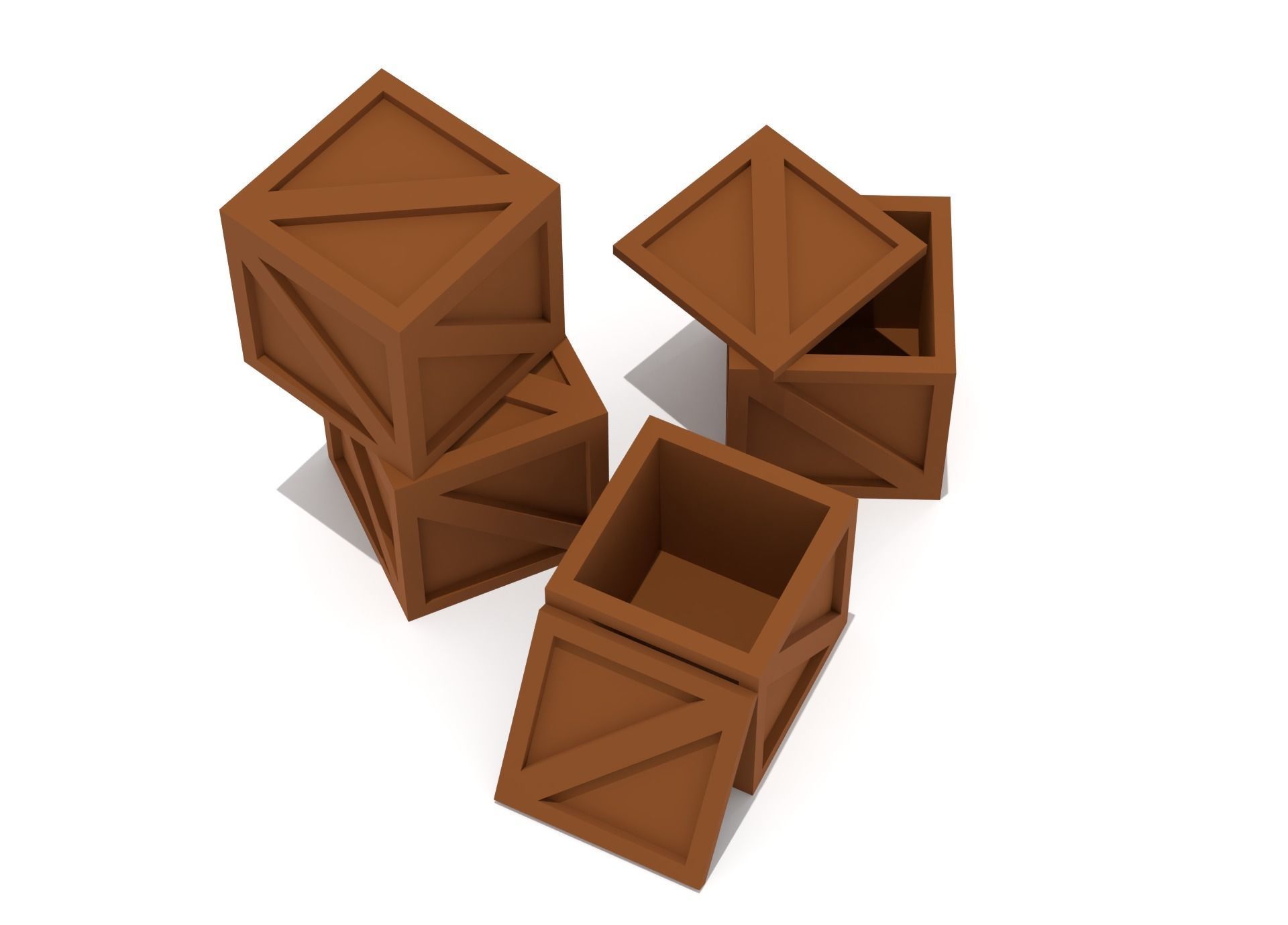 Wooden Crate Low-poly 3D model_3