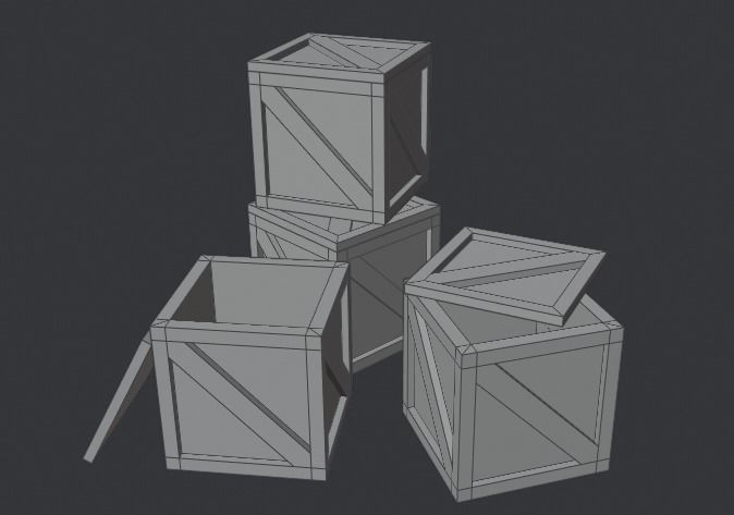 Wooden Crate Low-poly 3D model_5