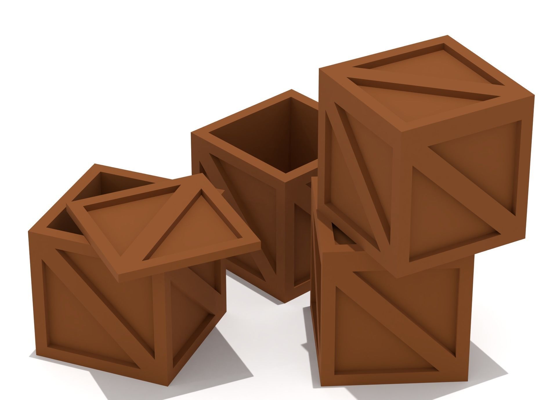 Wooden Crate Low-poly 3D model_4