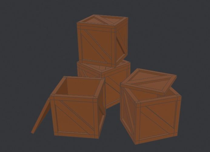 Wooden Crate Low-poly 3D model_6