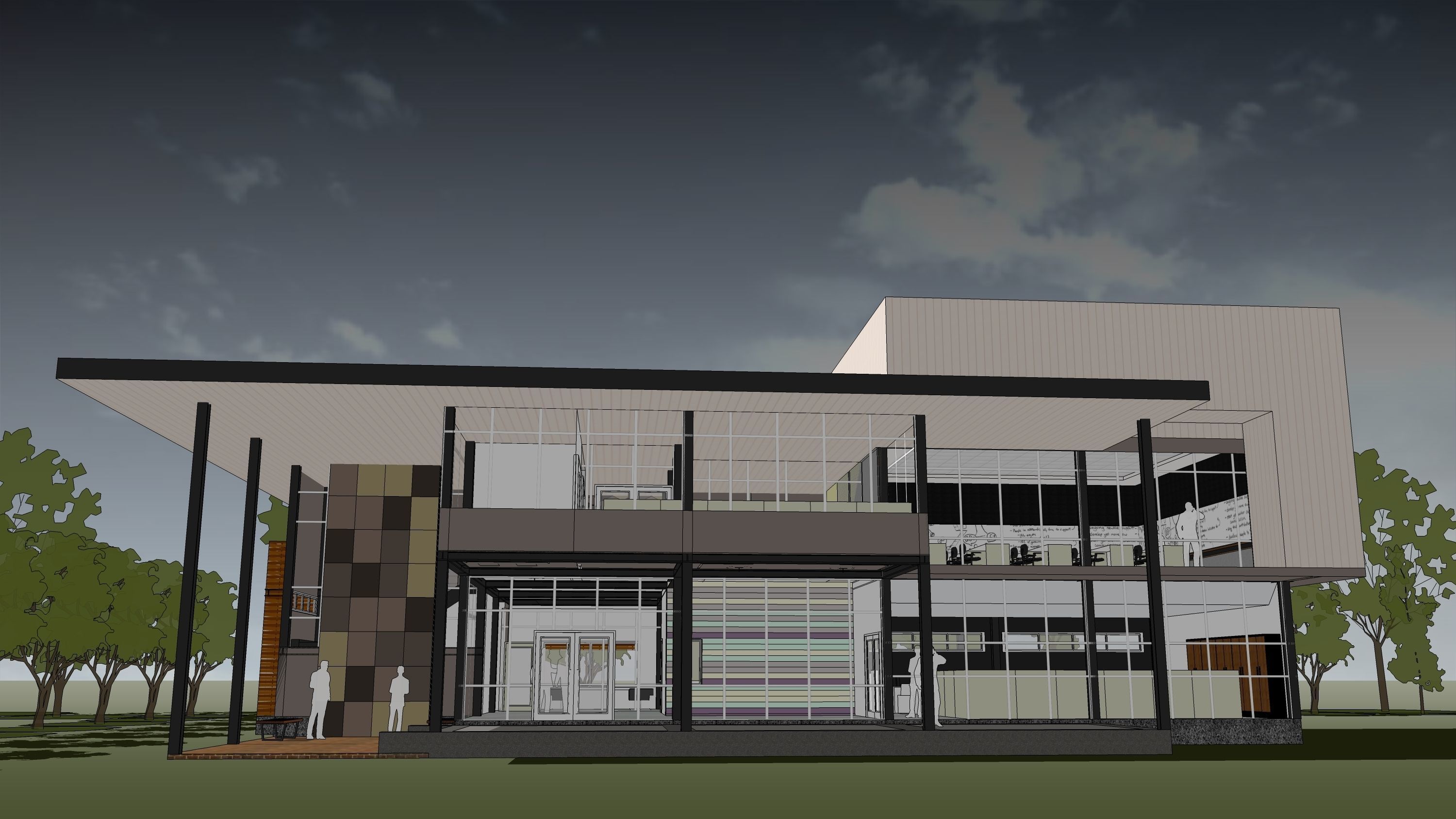 Small office in steel structure 3D model_4