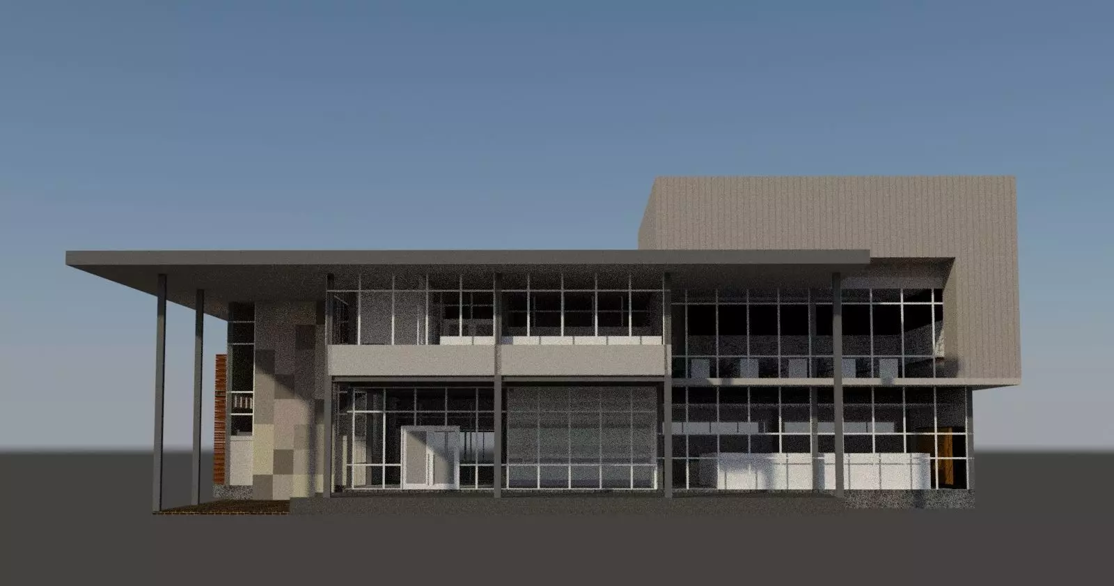 Small office in steel structure 3D model_0