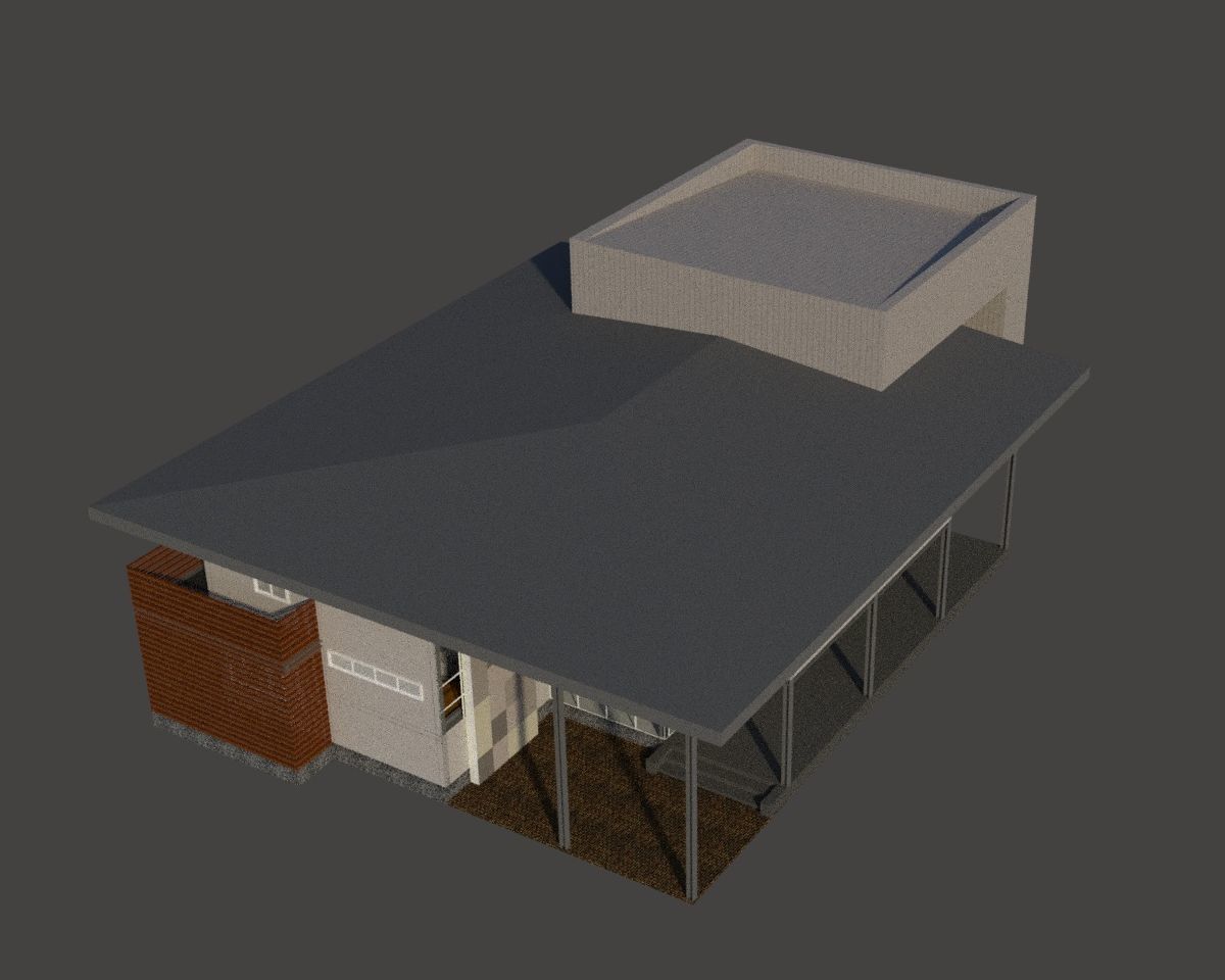 Small office in steel structure 3D model_2