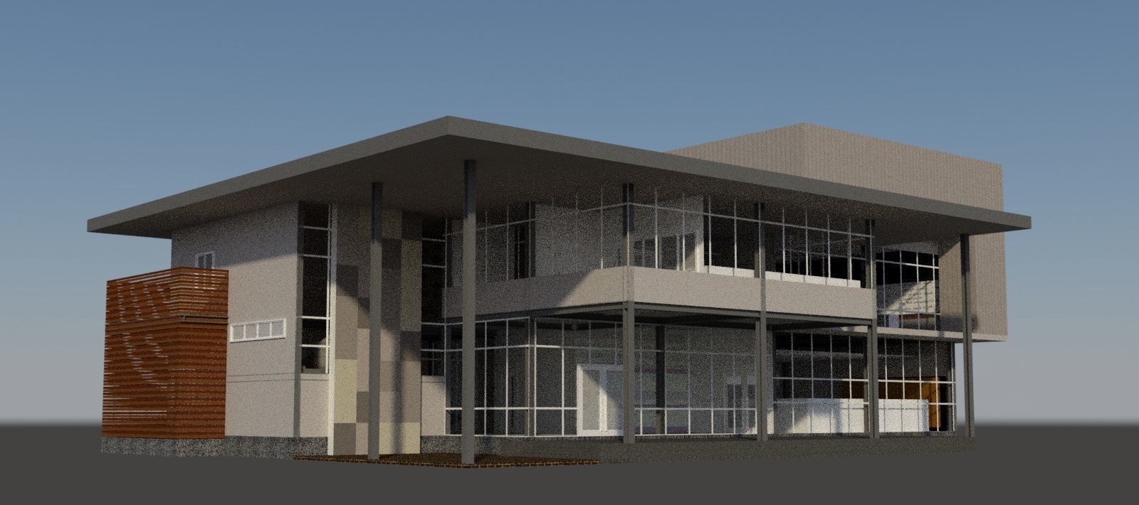 Small office in steel structure 3D model_3