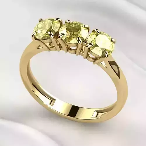 Three 5mm Gems Gold Ring