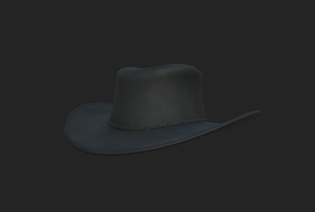 Black Cowboy Hat 3D model_9