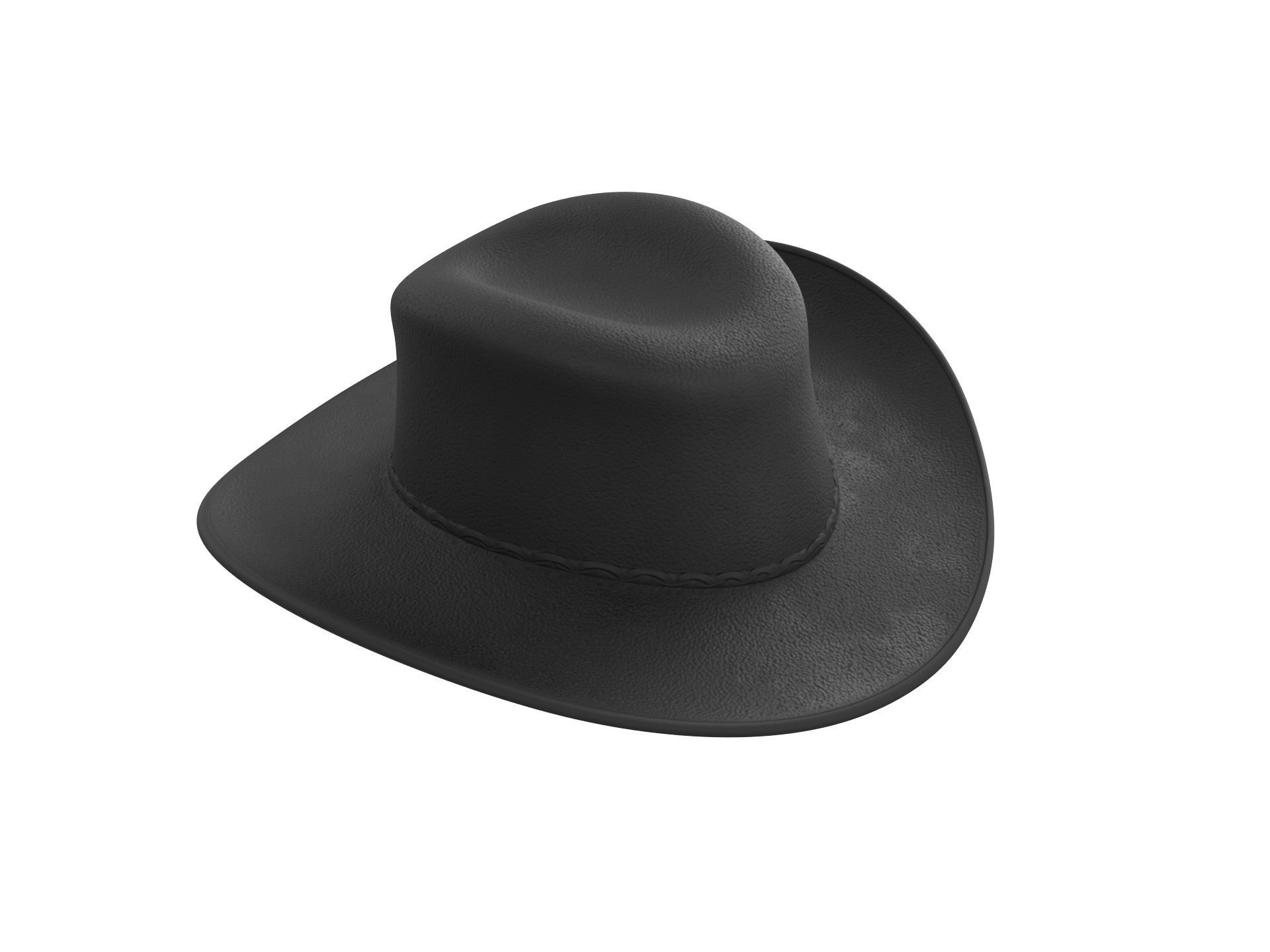 Black Cowboy Hat 3D model_3