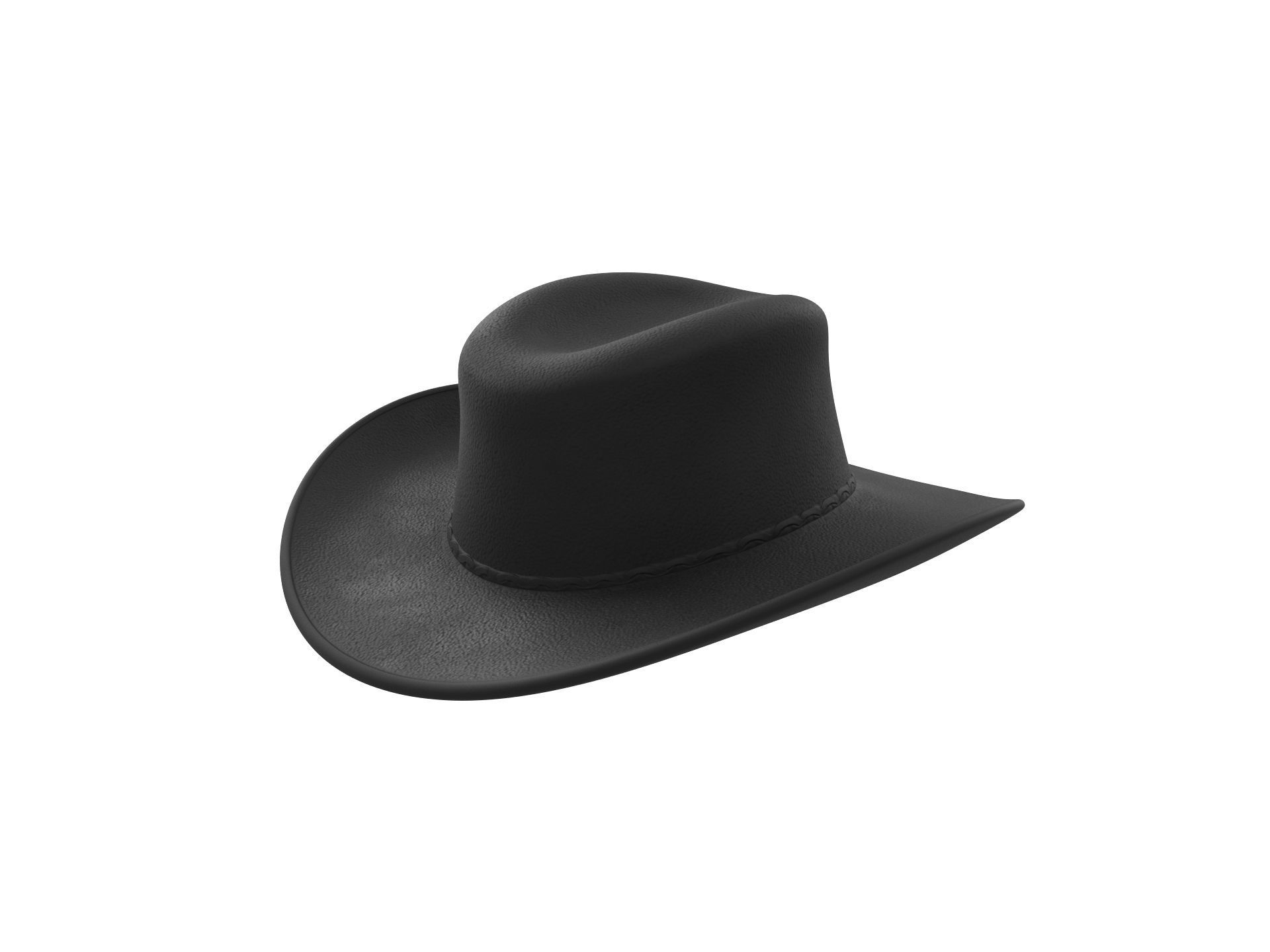 Black Cowboy Hat 3D model_5