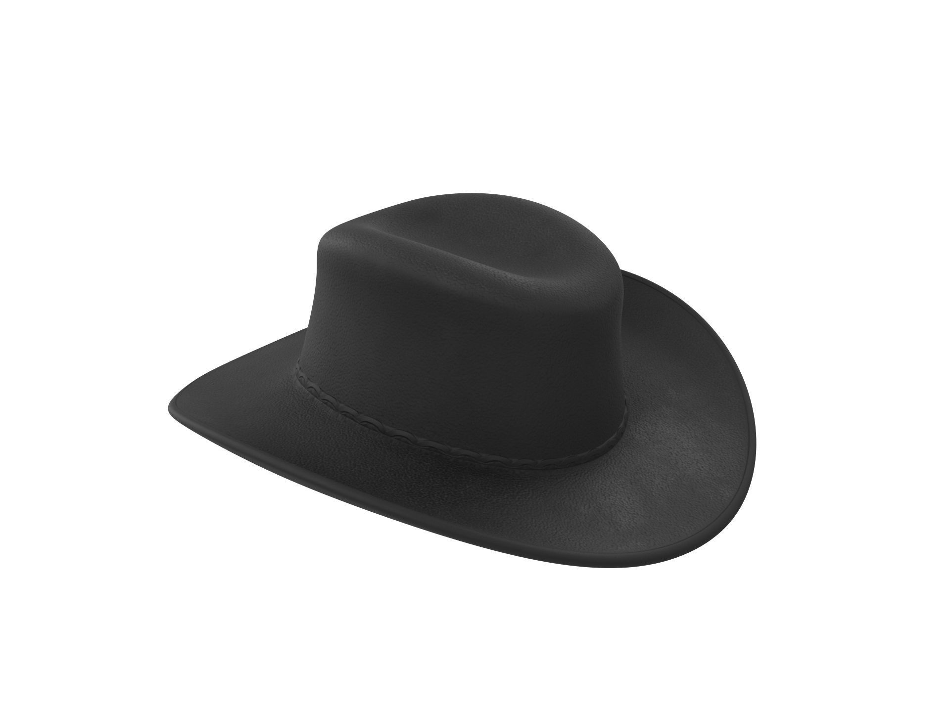 Black Cowboy Hat 3D model_7