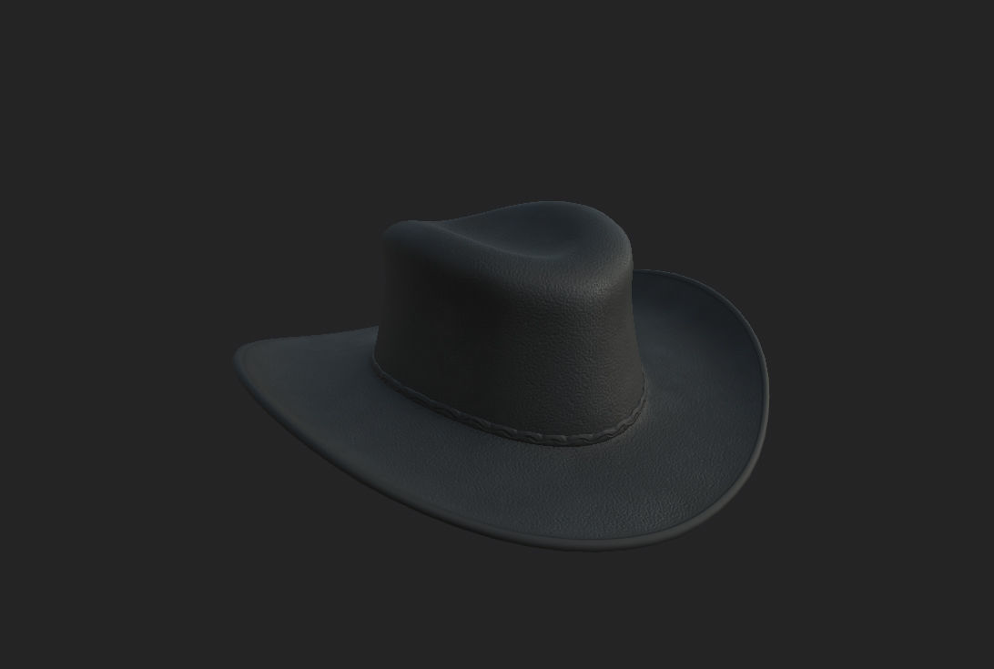 Black Cowboy Hat 3D model_12
