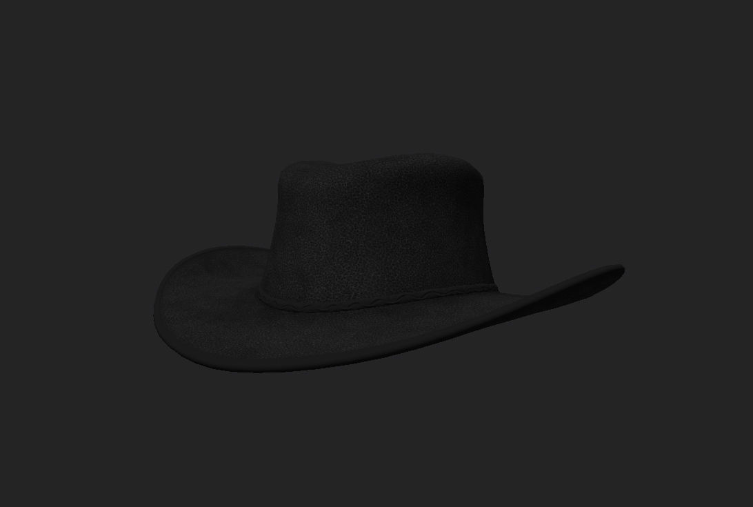 Black Cowboy Hat 3D model_10