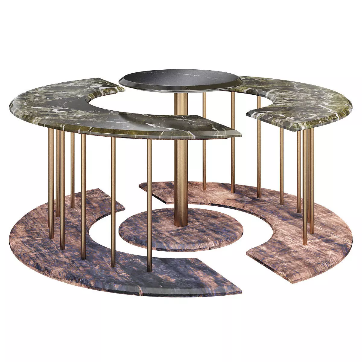Ateena EYE TRIO SET OF 3 TABLES low poly 3d model Low-poly 3D model