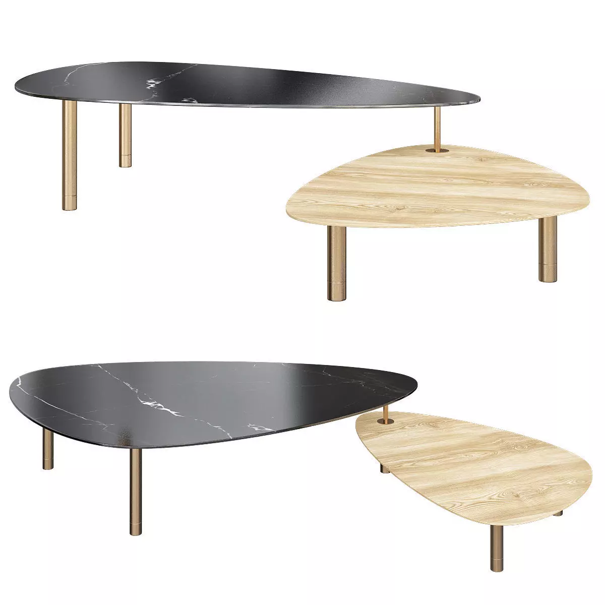 Leaf coffee table low poly  Low-poly 3D model_0