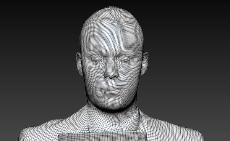 Businessman in suit reading documents 225 Low-poly 3D model_4