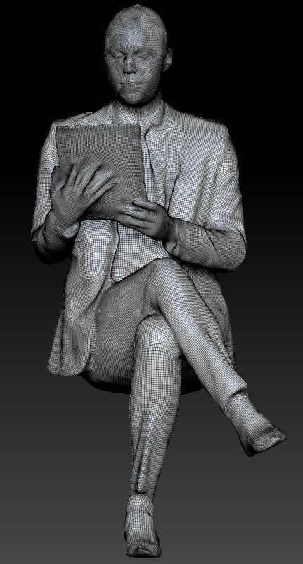 Businessman in suit reading documents 225 Low-poly 3D model_5