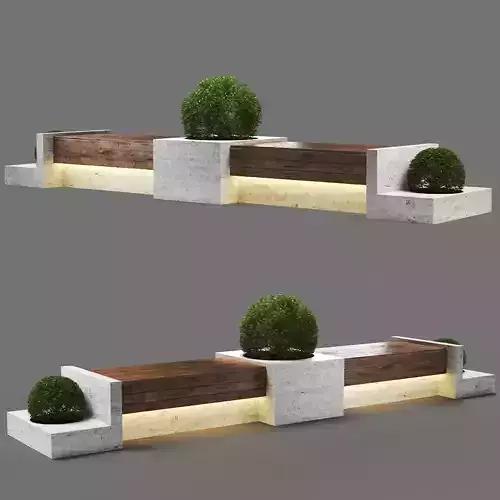 bench1150-5m wooden bench with plants