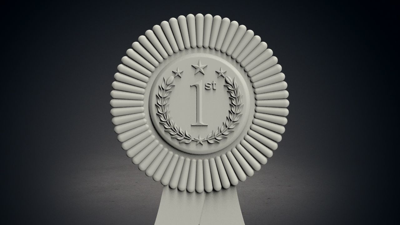 Rounded award badge 3D print model_3