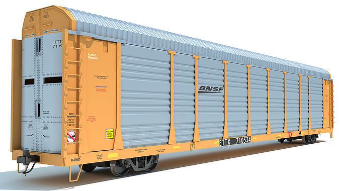 BNSF Auto Carrier Railroad Car 3D model