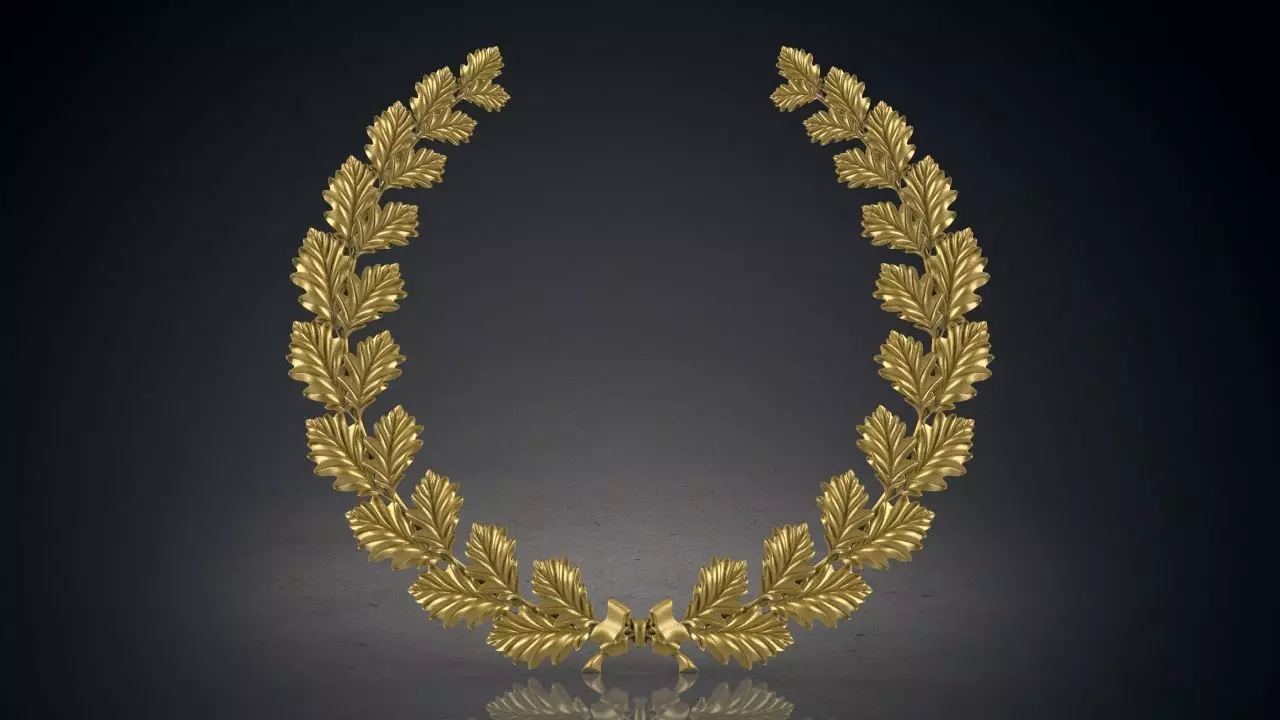 Wreath of oak leaves 3D print model_0
