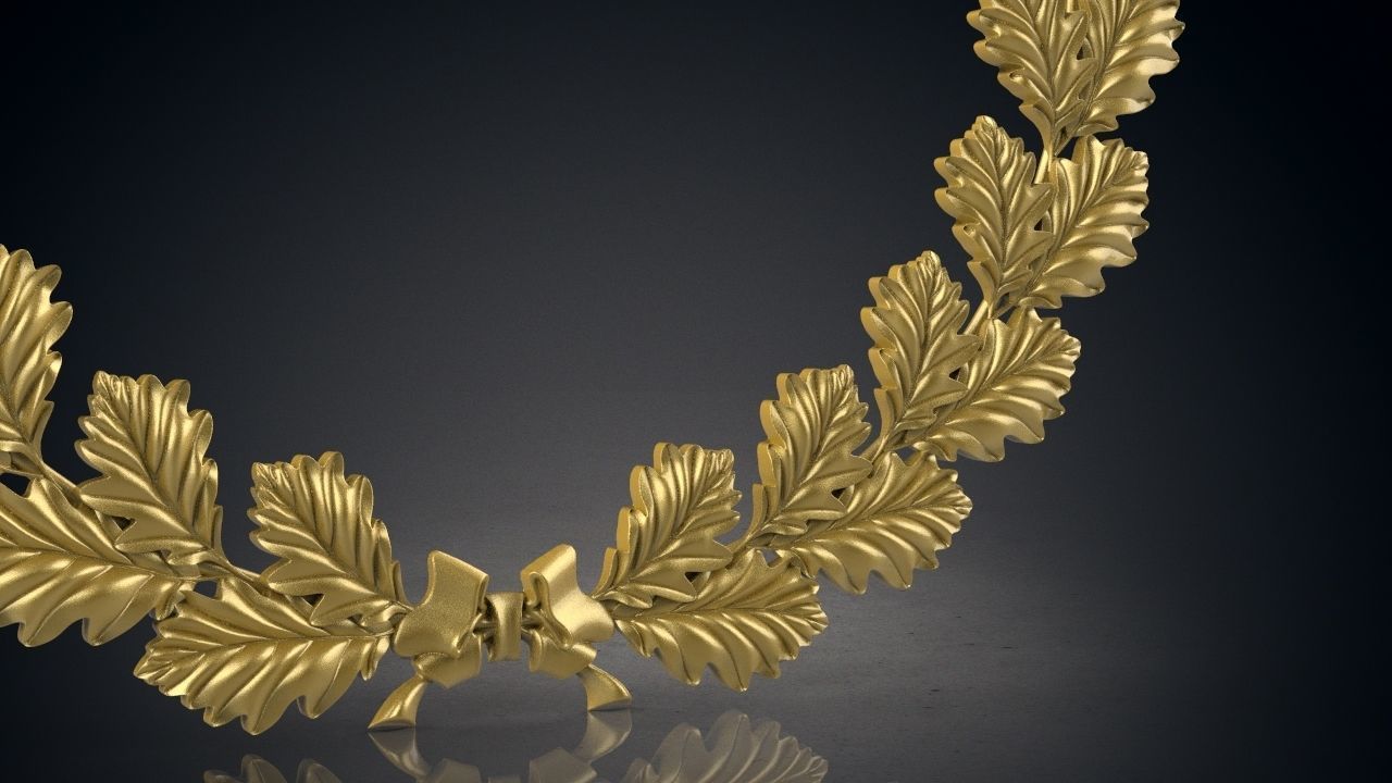 Wreath of oak leaves 3D print model_5