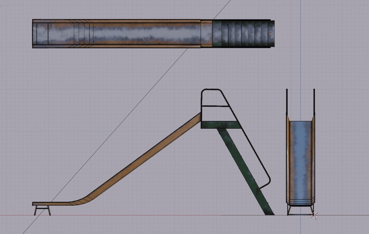 Playground Slide Low-poly 3D model_9