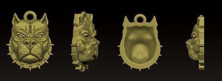 pitbull pendant 3D print model_3
