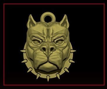 pitbull pendant 3D print model_4