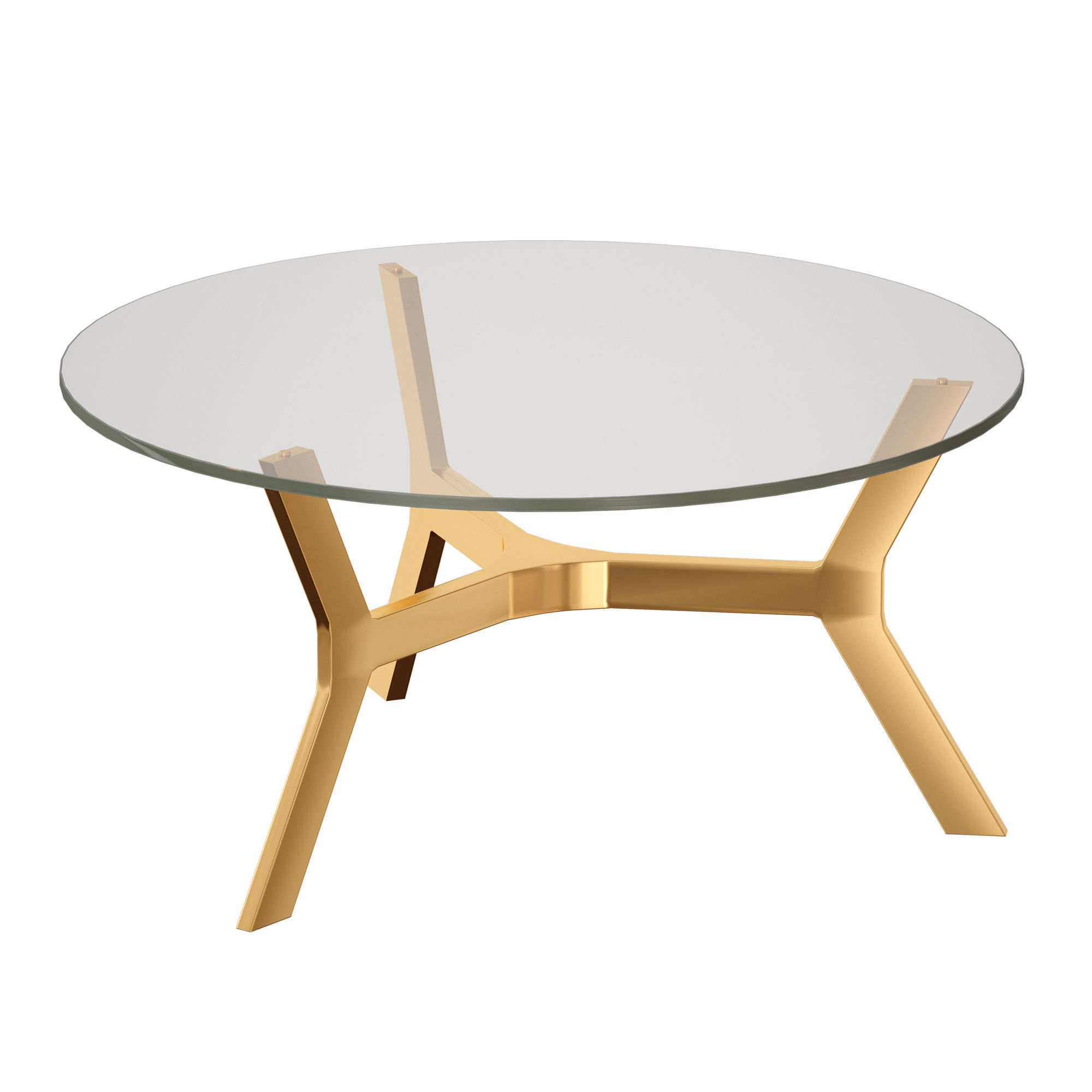 Elke Round Glass Coffee Table with Brass Base Crate and Barrel 3D model_2