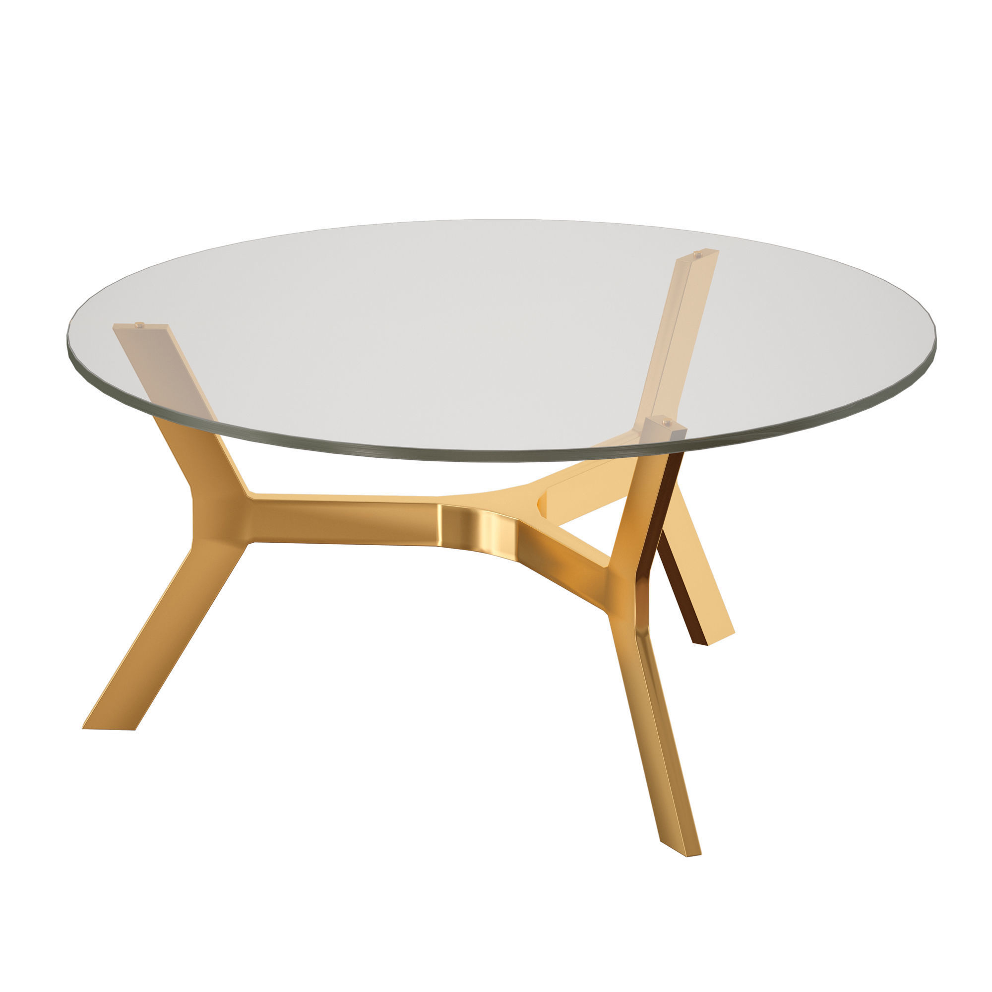 Elke Round Glass Coffee Table with Brass Base Crate and Barrel 3D model_3