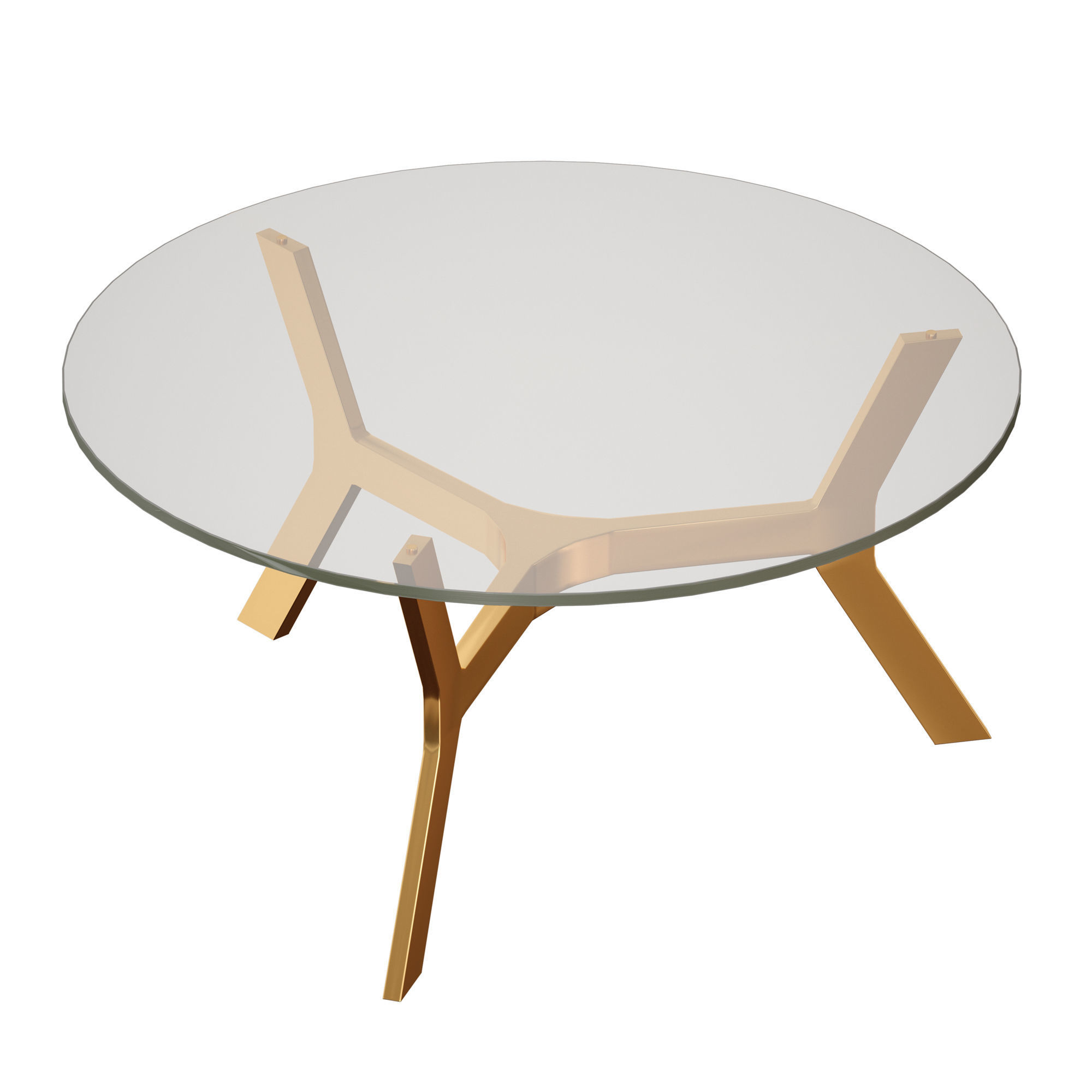 Elke Round Glass Coffee Table with Brass Base Crate and Barrel 3D model_5