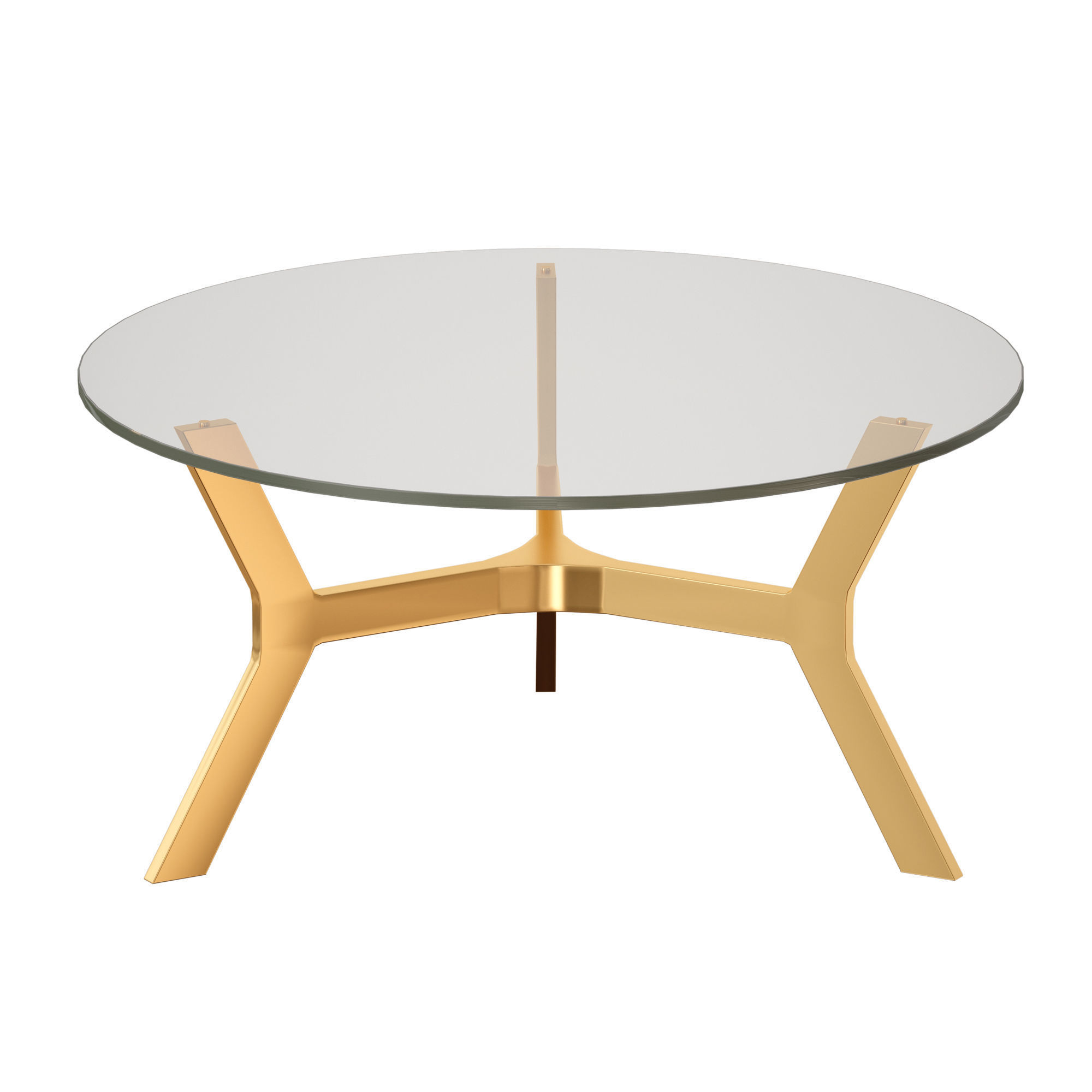Elke Round Glass Coffee Table with Brass Base Crate and Barrel 3D model_1