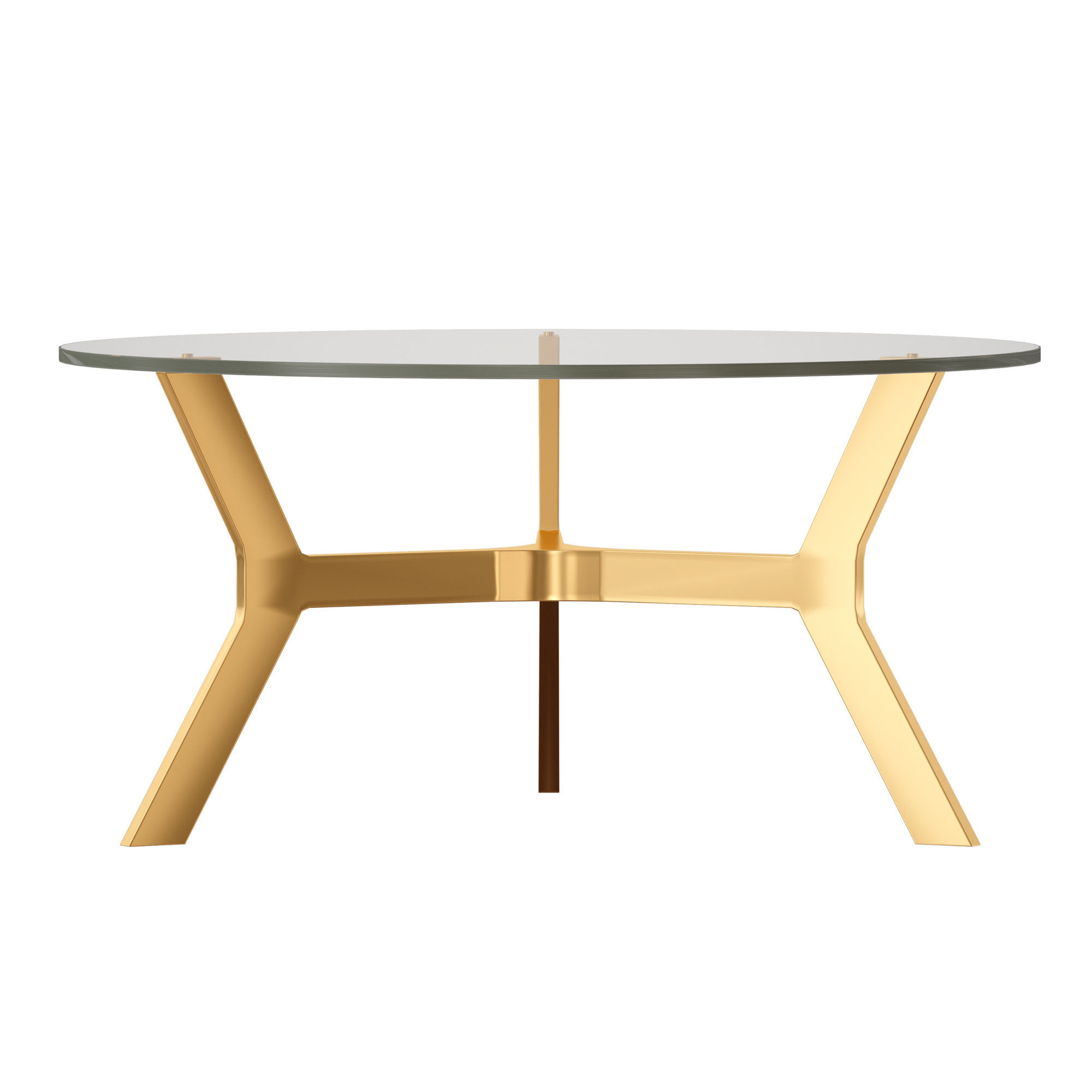 Elke Round Glass Coffee Table with Brass Base Crate and Barrel 3D model_6