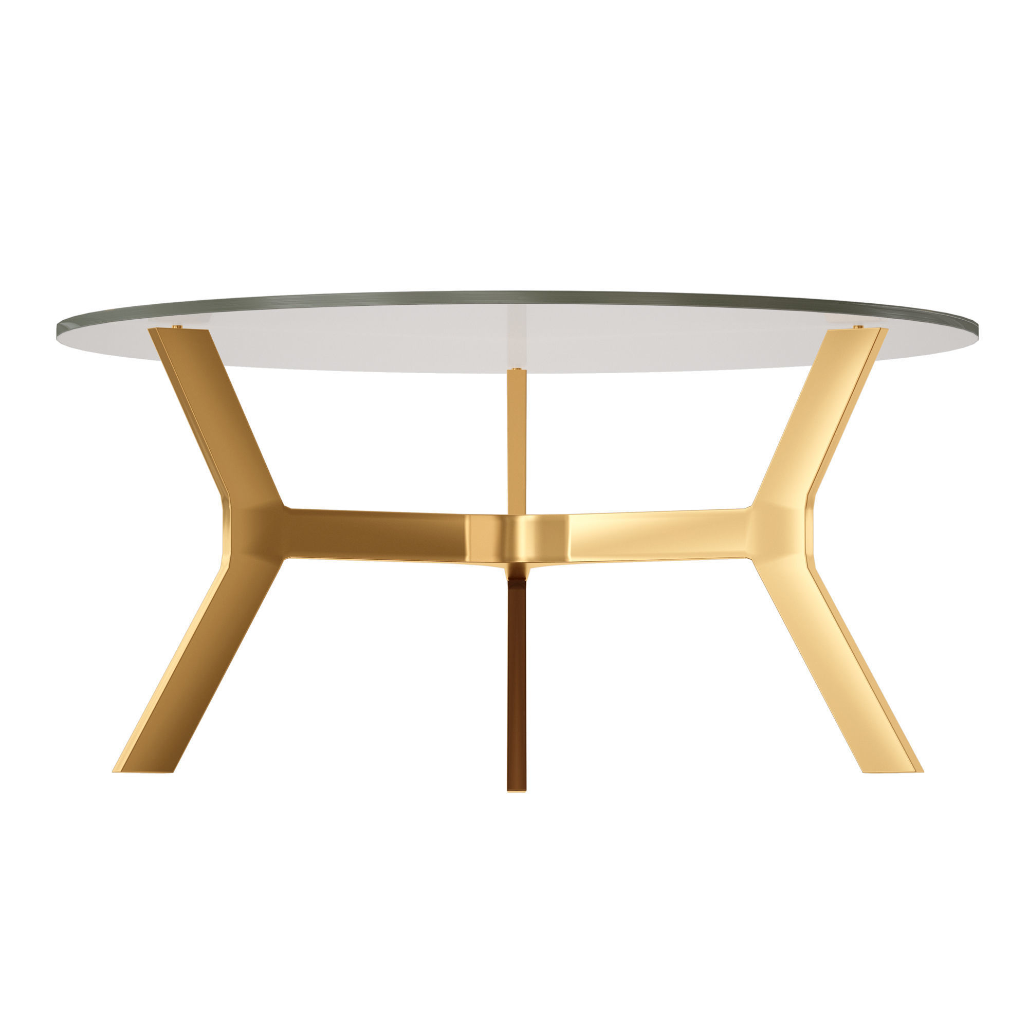 Elke Round Glass Coffee Table with Brass Base Crate and Barrel 3D model_7