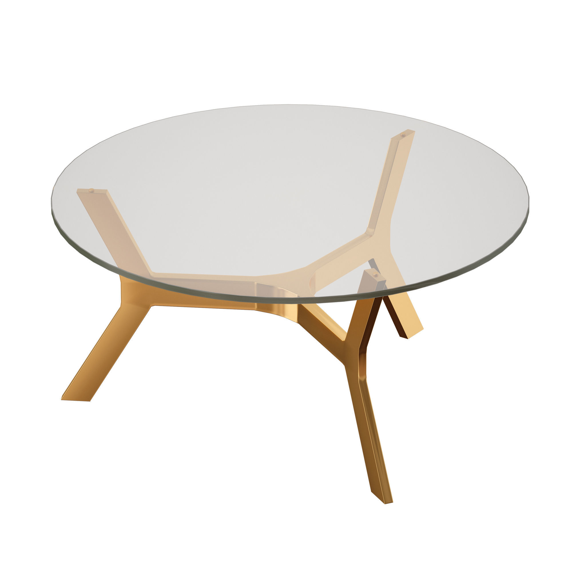 Elke Round Glass Coffee Table with Brass Base Crate and Barrel 3D model_4