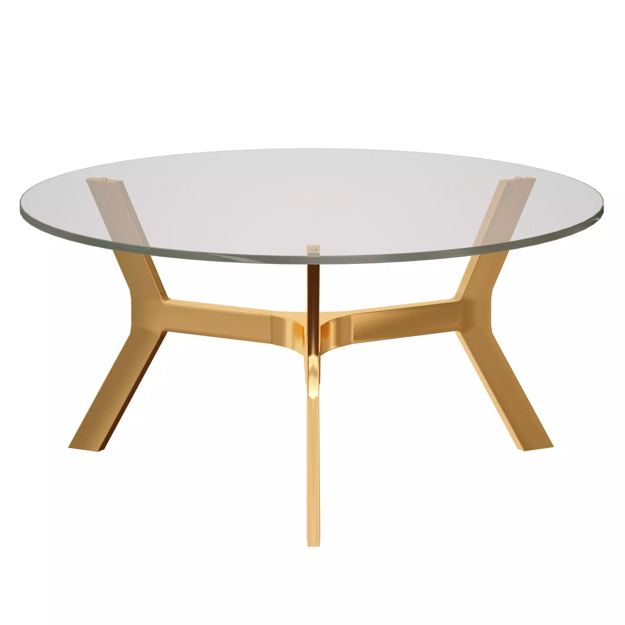 Elke Round Glass Coffee Table with Brass Base Crate and Barrel 3D model_0